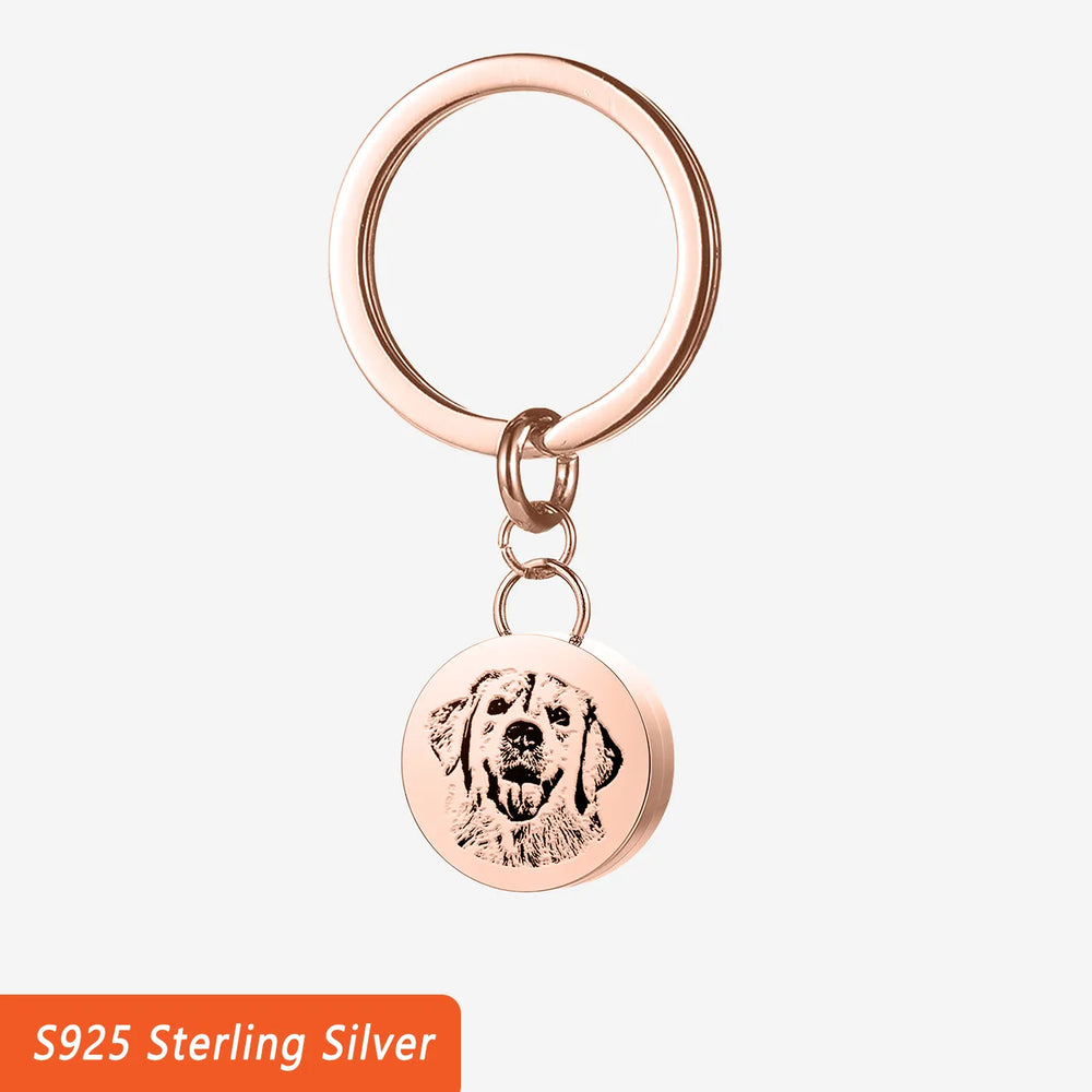 Cremation Urn Keychain For Pets Ashes Silver