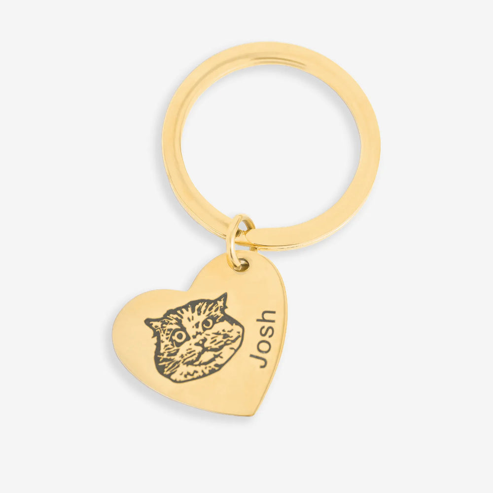 iPetprints Pet Heart Keychain with Custom Engraving for Pet Owners