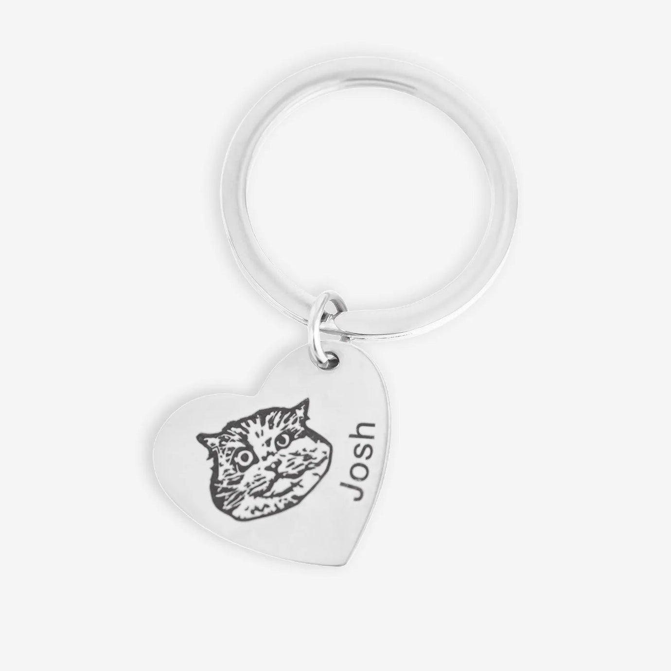 Heart-shaped keychain with personalized pet face and name Josh representing Personalized Pet Face Keychains That Melt Hearts