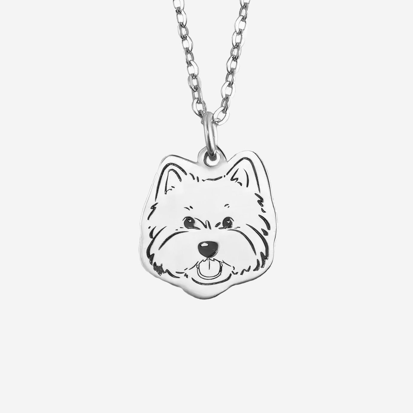 Charming sterling silver jewelry featuring a playful dog head pendant on a delicate chain