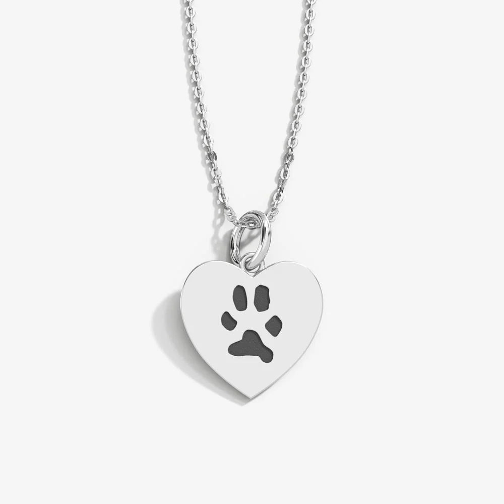 Charming Paw Print Necklace in Heart Shape Symbolizing Love for Pets and Animal Companions
