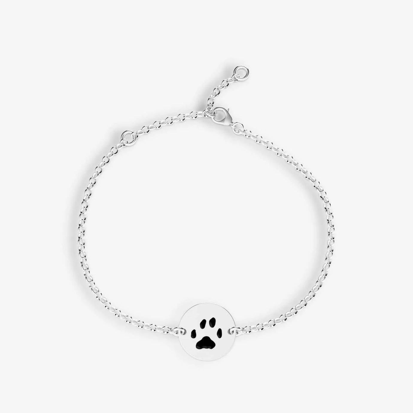 Delicate Pet Paw Bracelet in Silver Featuring a Charming Paw Print Design