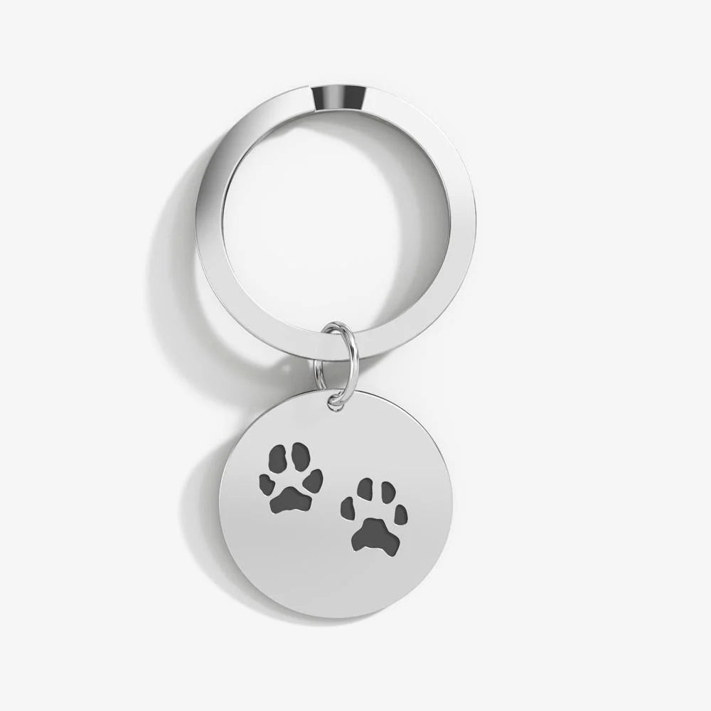 Stylish Pet Paw Keychain with Engraved Paw Print Design for Pet Lovers