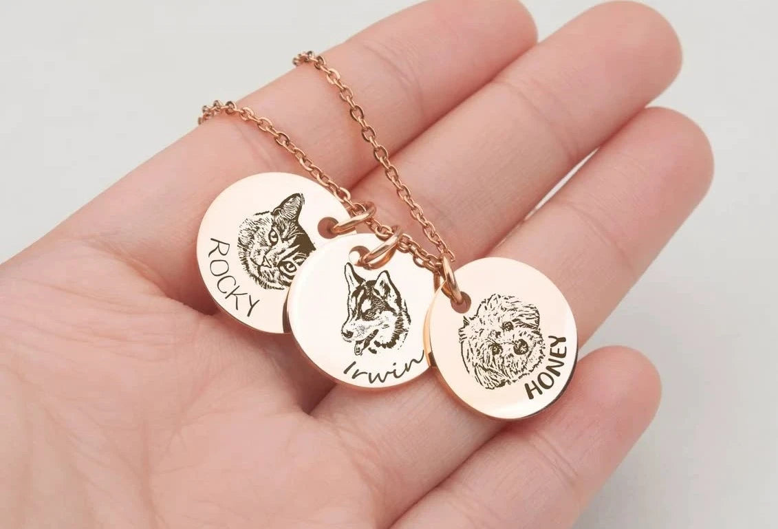 Handcrafted Personalized Gifts for Pet Lovers featuring custom engraved pet name tags
