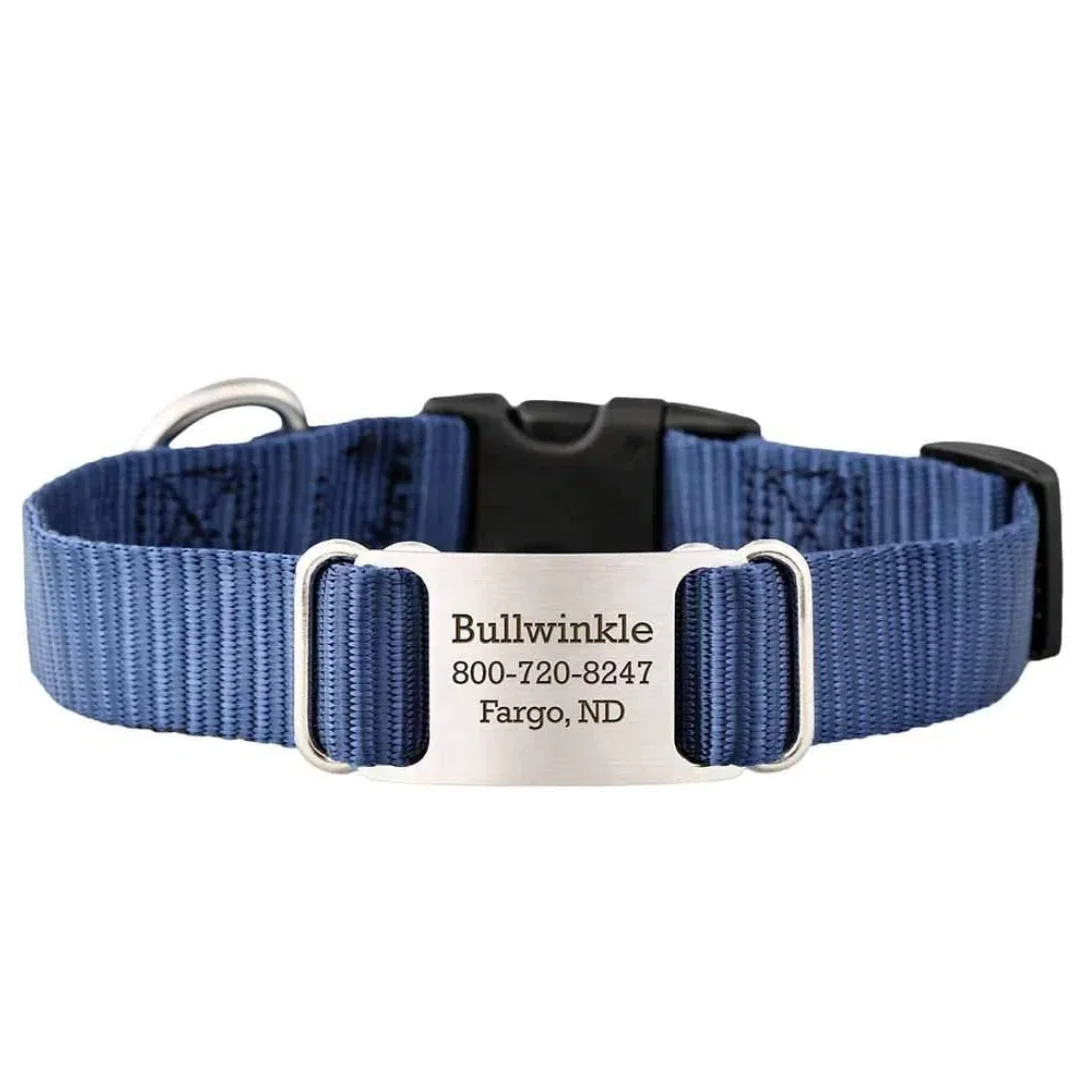 Personalized Pet Collars in Durable Fabric with Adjustable Straps and ID Tag for Dogs and Cats